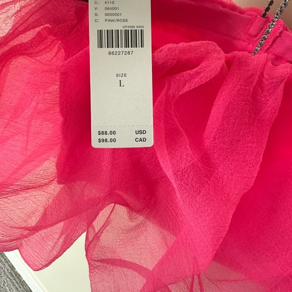 NWT Anthropologie Maeve Diamond-Strap Crop Top Hot Pink Barbiecore Size  Large - Picture 6 of 8